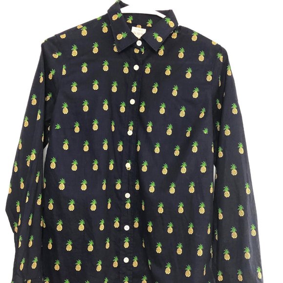 J.Crew Factory Pineapple Print "The Perfect Shirt" XS - Picture 2 of 6